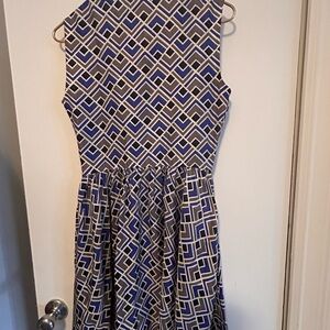 Kate Spade Navy and White Geometric Midi Dress